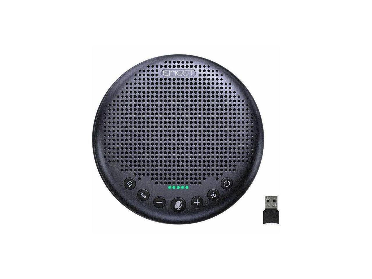 Front. EMEET - EMEET Luna Plus Speakerphone: 8-Mic 360° Pickup, VoiceIA Noise Cancel, Daisy-Chain 18, 10-Hr Battery - Black.