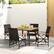 Alt View 1. Costway - 5 PCS Patio PE Wicker Dining Set Table and Chairs with Cushions 1.9" Umbrella Hole - Mix Brown + Off White.
