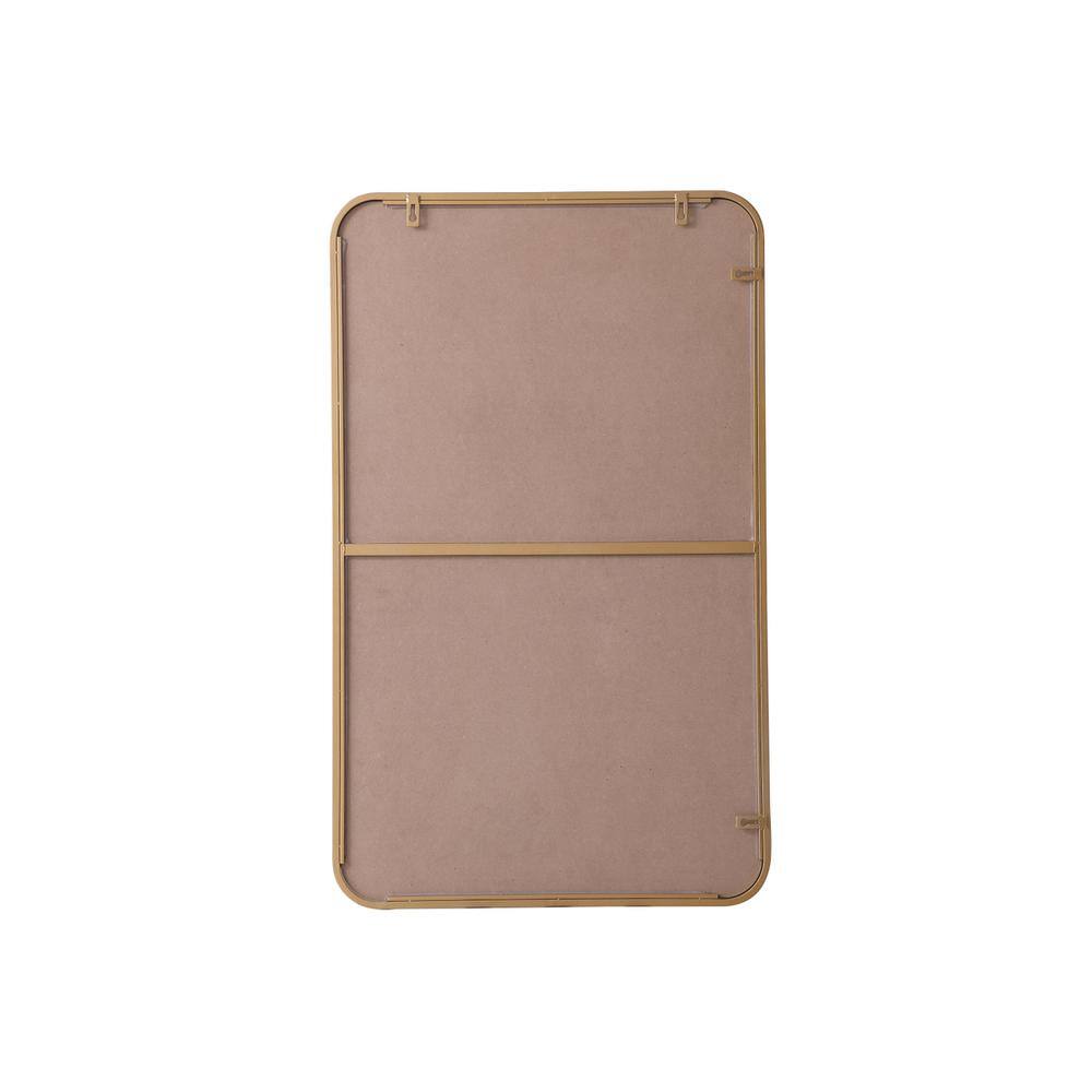 Angle. Elegant Decor - Soft corner metal rectangular mirror 22x36 inch in Brass - Brass.