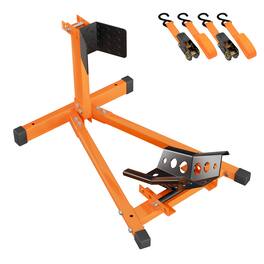 Mockins - Heavy-Duty Motorcycle Wheel Chock Stand with 14 Size Adjustments, 1800 lbs. Capacity and Ratchet Straps