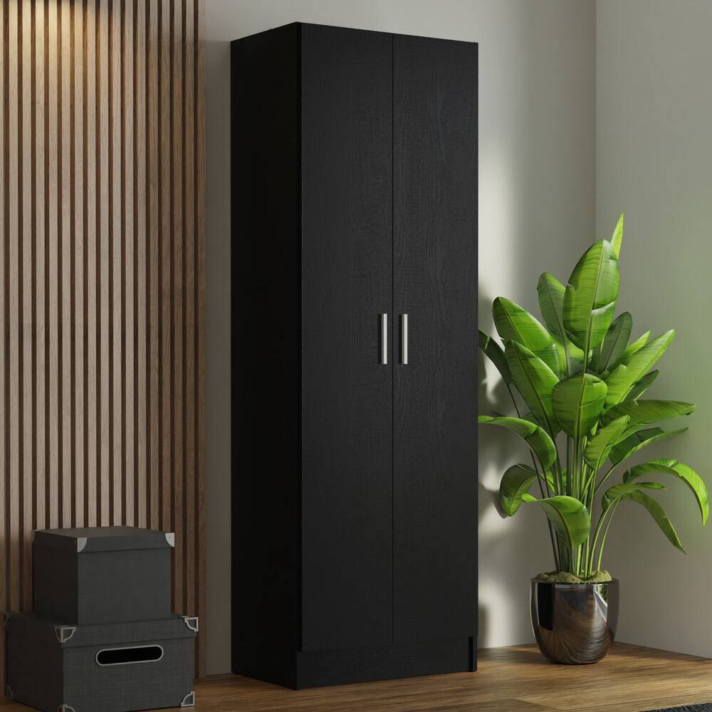 Angle. Madesa - Madesa Wardrobe Storage Cabinet  with 2 Doors and 5 Utility Shelves 23"L - Black - Black.
