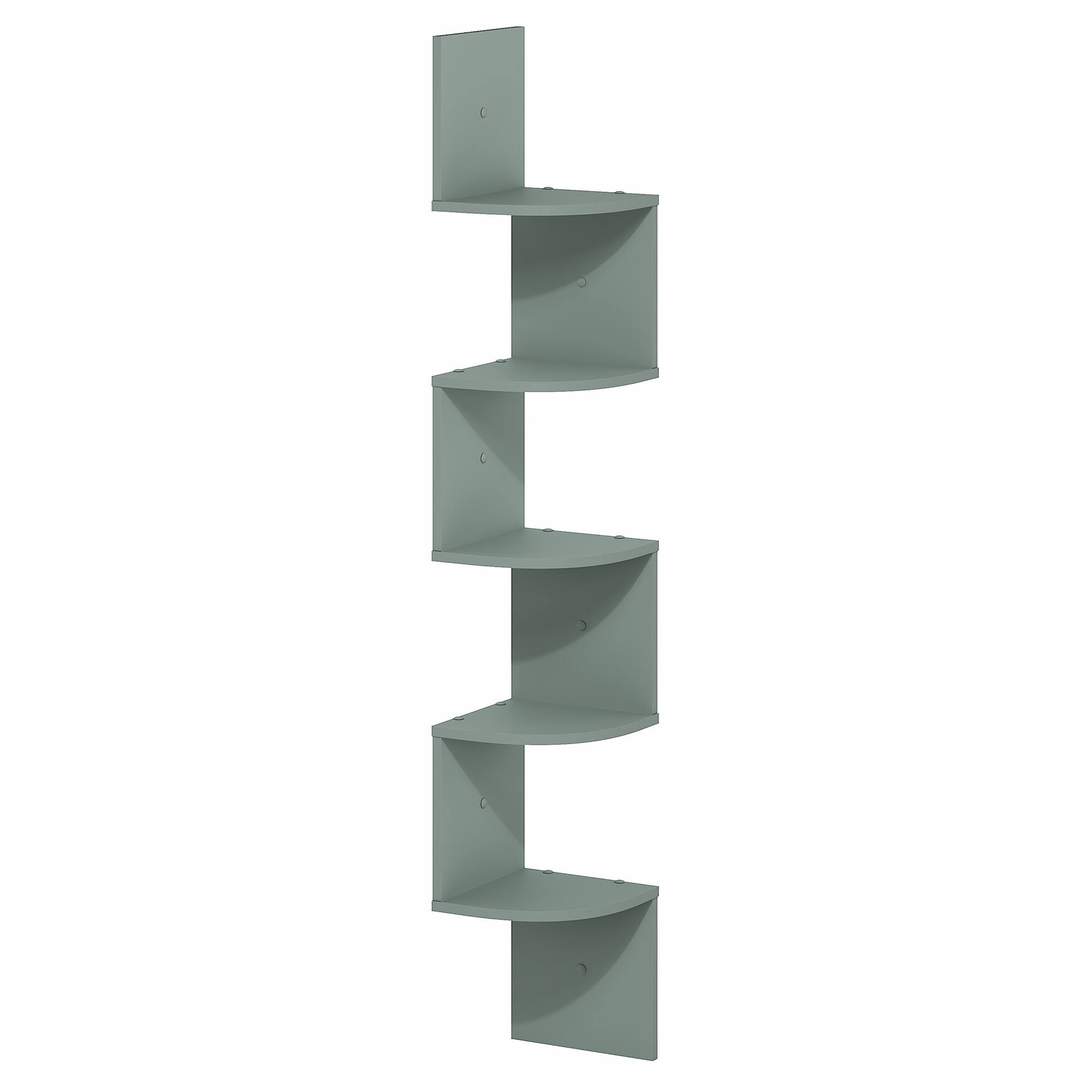 Alt View 6. Furinno - ROSSI Floating Book Shelves for Wall, 5-Tier Zigzag Corner Shelf Wall Mounted, Radial Corner Wall Shelf - Sage Green.