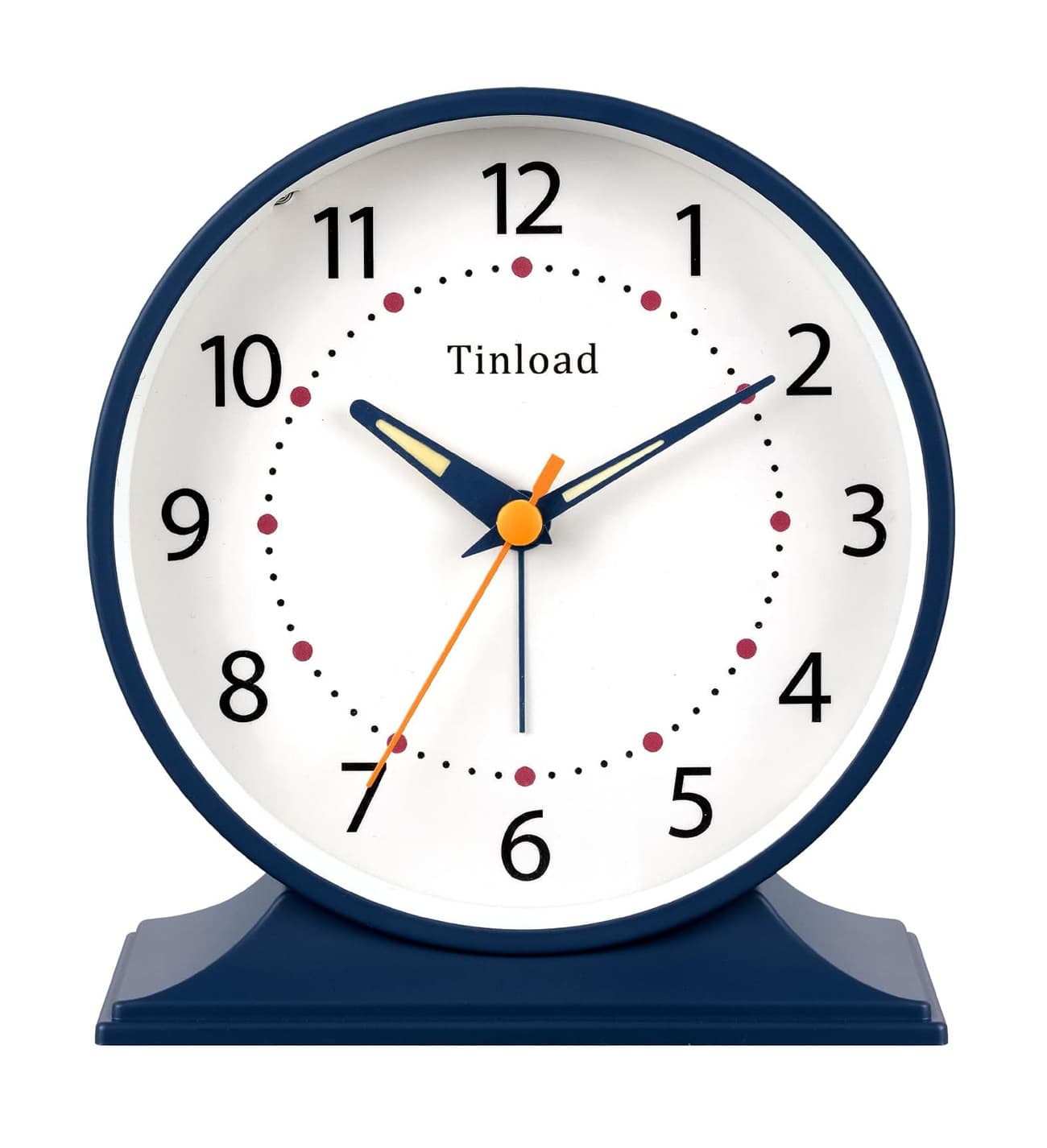 FINEAK - 4.5" Vintage Silent Analog Alarm Clock with Manual Light & Snooze - Blue