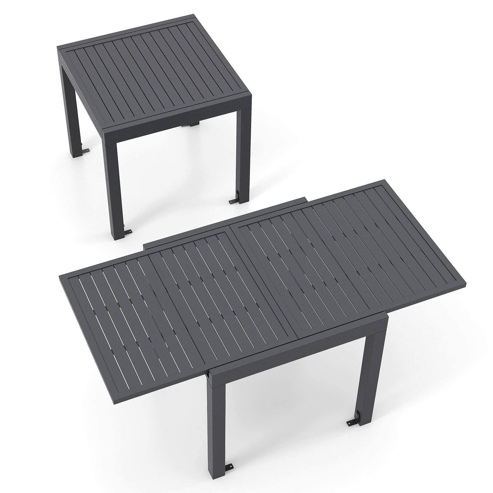 Front. Sugift - Expandable Patio Dining Table for 4-6 People - Grey.