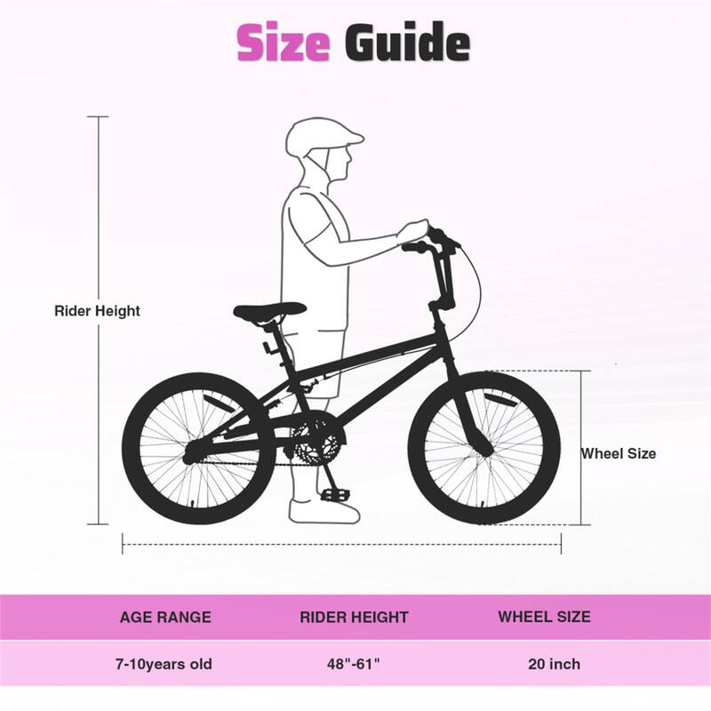 Size Guide

AGE RANGE | RIDER HEIGHT | WHEEL SIZE

7-10 years old | 48"-61" | 20 inch