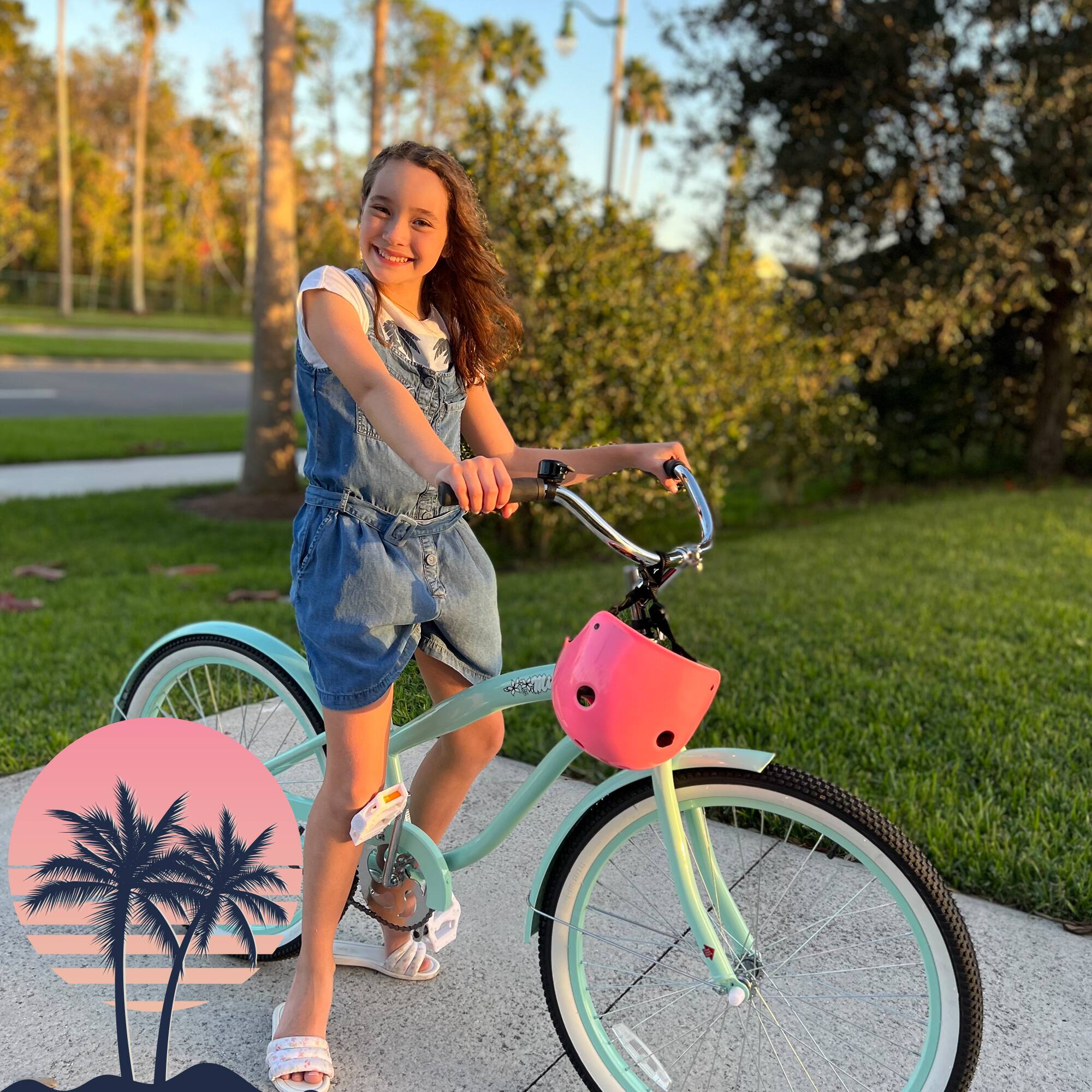 Angle. JOYSTAR - JOYSTAR Beachside 20" Beach Cruiser Bike for Girls Boys, Mens Womens, Kids Cruiser Bikes with Coaster Brake, Green - Green.