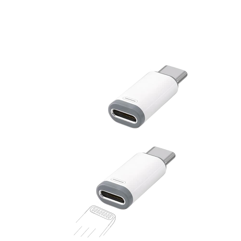 Qixxronics - (2pack) Lightning Female to USB C Male Adapter Compatible with Charging Data Sync for Type C iPhone iPad Samsung Android - White