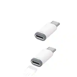 Qixxronics - (2pack) Lightning Female to USB C Male Adapter Compatible with Charging Data Sync for Type C iPhone iPad Samsung Android - White