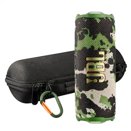 Front. JBL - JBL Flip 7 Portable Bluetooth Speaker (Squad), deep bass, IP68 waterproof, for home, Outdoors Bundle - Squad.