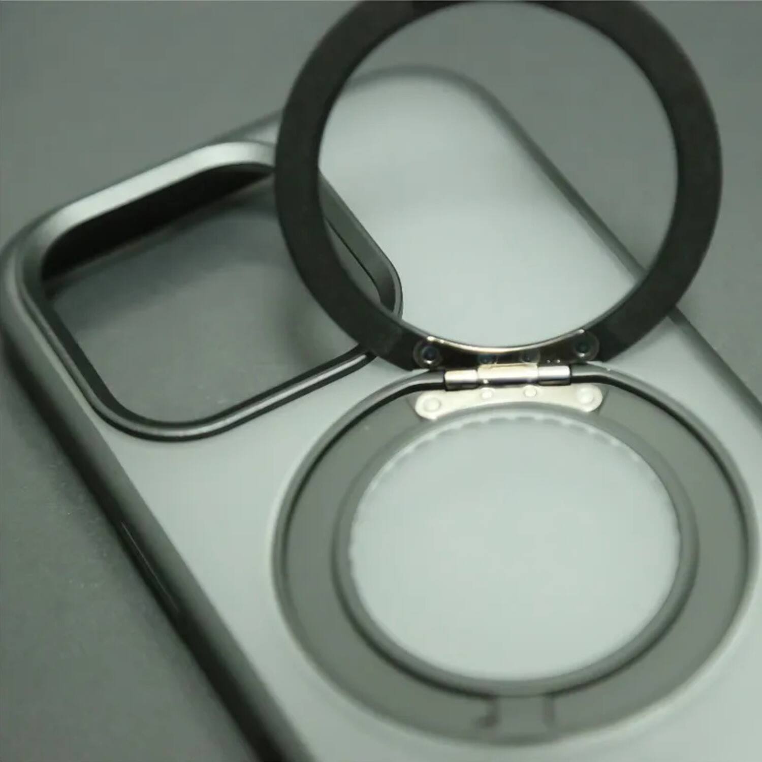 Back. Stock Preferred - 360° Rotating Magnetic Phone Case for iPhone 15 Pro Max - Matte Black.