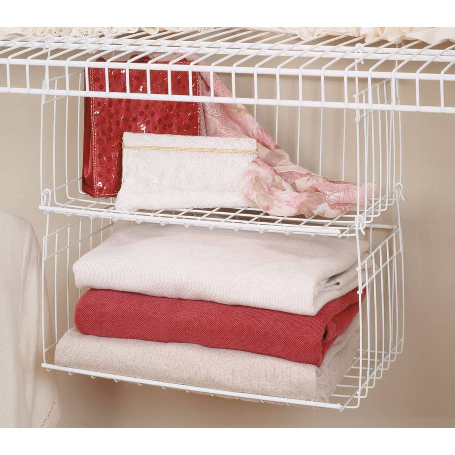 Alt View 2. ClosetMaid - ClosetMaid 17 Inch Wide Hanging Basket for Wire Shelving Closet Organizer, White.