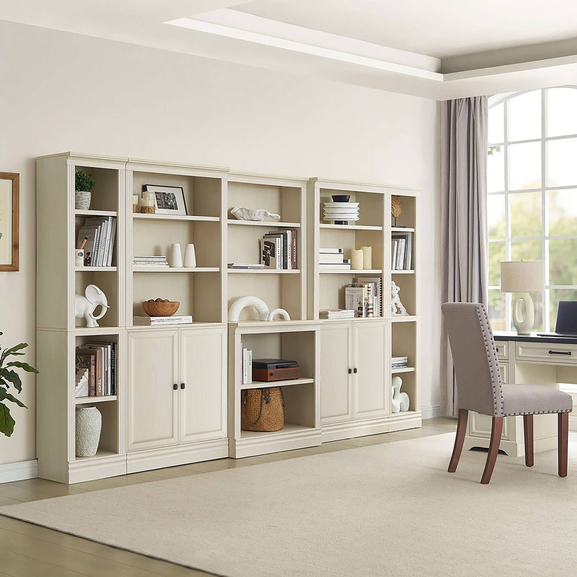 Alt View 5. VAUXHILL & CO. - VAUXHILL & CO. Halston Standard Bookcase, Doors, Adjustable Shelf Unit, Cream - Cream.