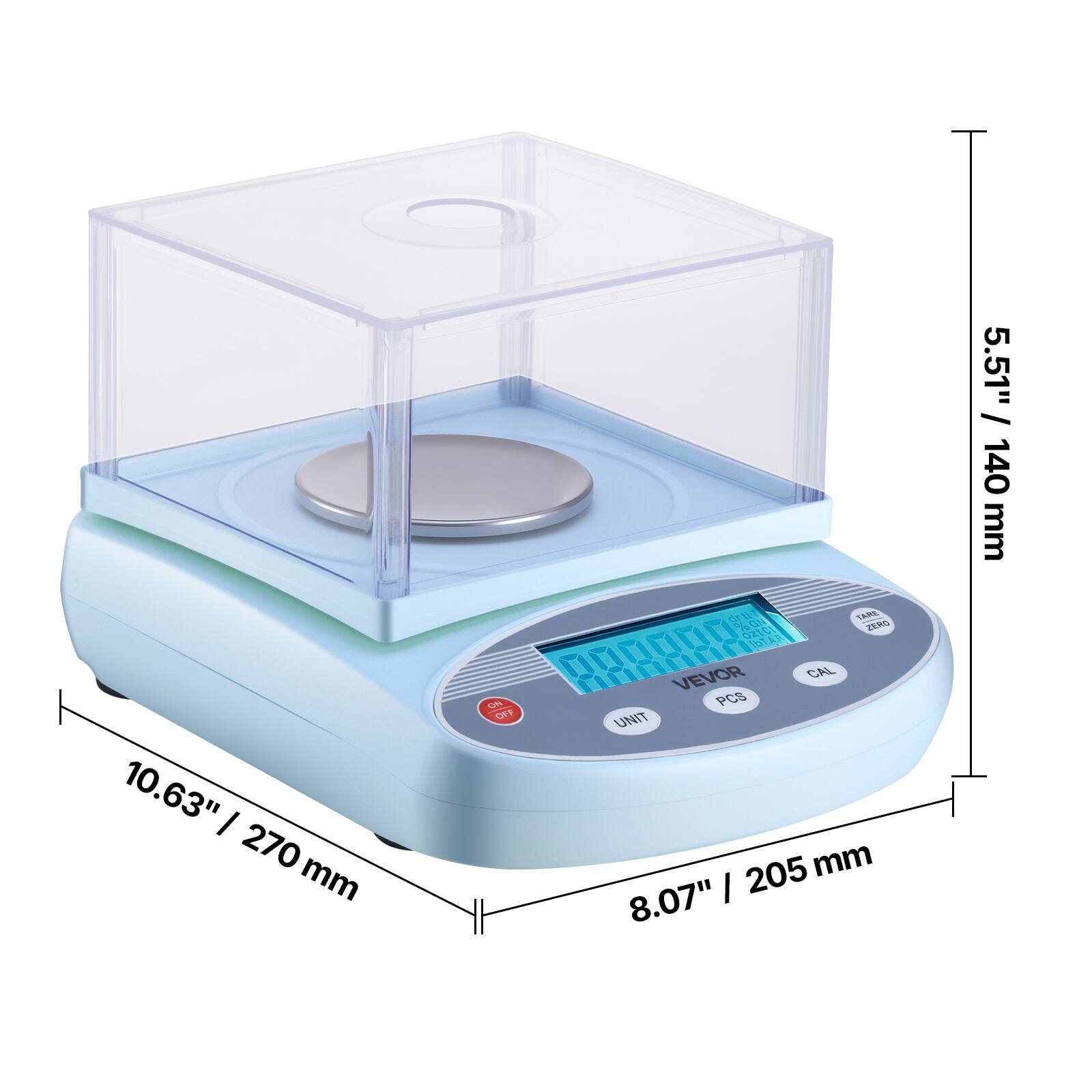 10.63" / 270 mm  
8.07" / 205 mm  
5.51" / 140 mm