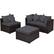 Front. Costway - 4PCS Patio Rattan Furniture Set Sofa Ottoman Cushion Garden Deck - Grey.
