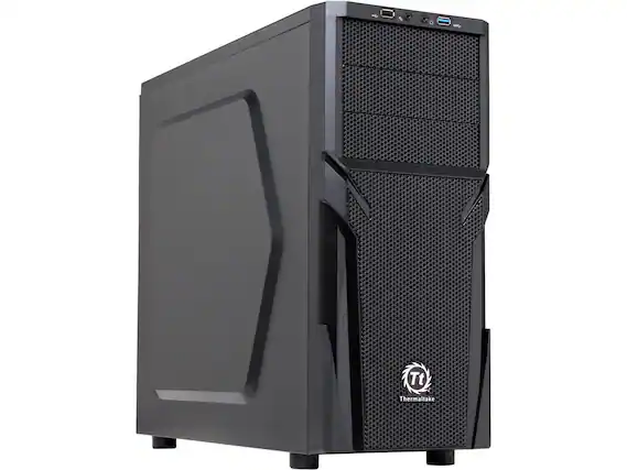 Front. Thermaltake - Thermaltake Versa H21 Mid Tower Computer Case with USB 3.0 and All-Black Interior(CA-1B2-00M1NN-00) - Black.