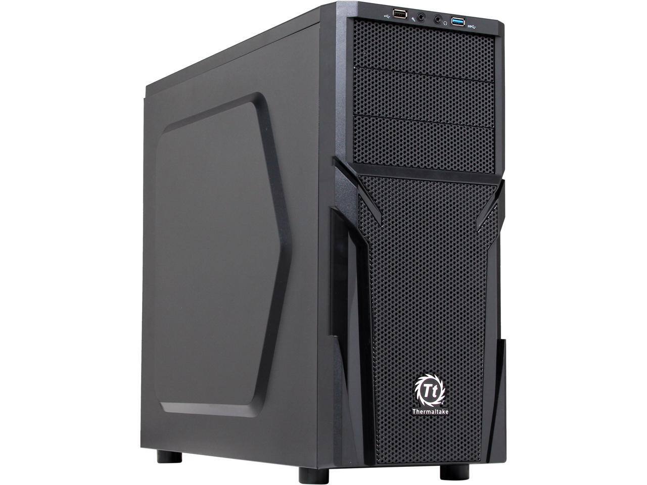 Front. Thermaltake - Thermaltake Versa H21 Mid Tower Computer Case with USB 3.0 and All-Black Interior(CA-1B2-00M1NN-00) - Black.