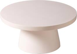 LeisureMod - Dune Large Round Stone Side Table, Durable Fiberstone Indoor/Outdoor Pedestal Accent Table - Gray
