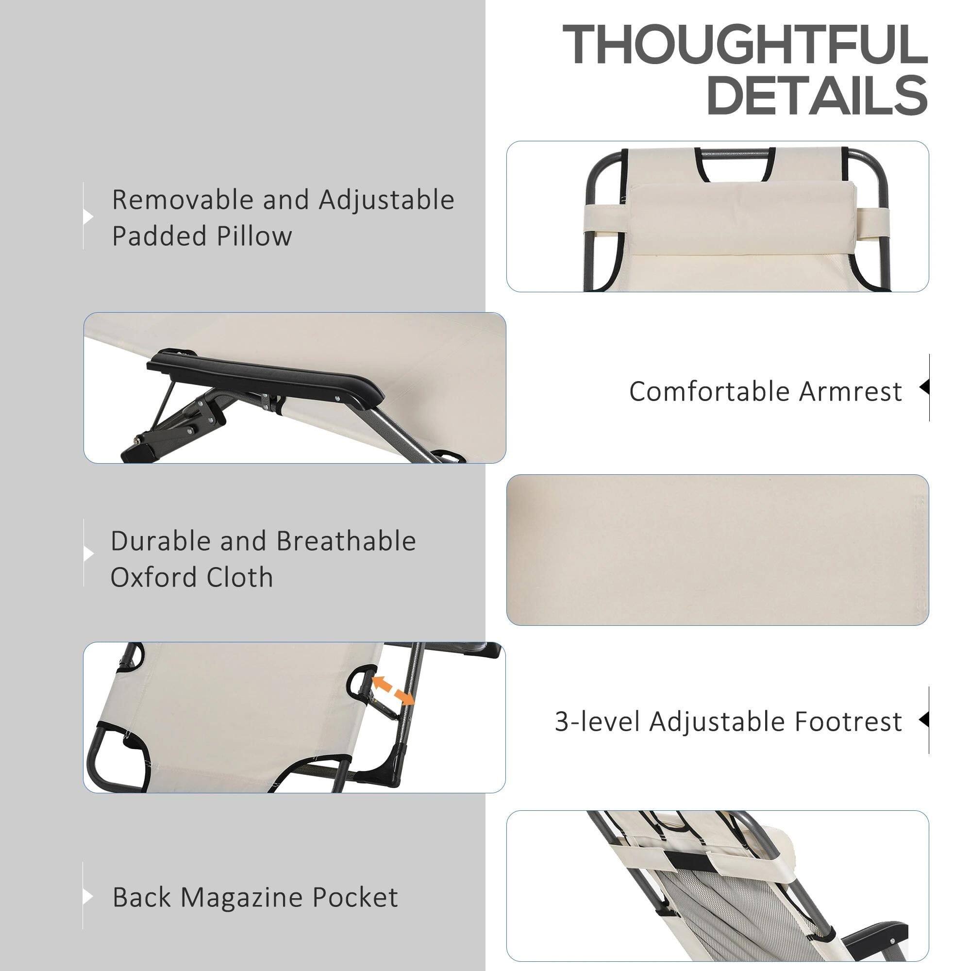 THOUGHTFUL DETAILS

Removable and Adjustable Padded Pillow
Comfortable Armrest
Durable and Breathable Oxford Cloth
3-level Adjustable Footrest
Back Magazine Pocket
