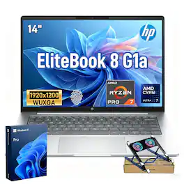 HP - Upgraded - EliteBook 8 14"FHD+ Laptop - AMD Ryzen 7 PRO 250 - 32GB RAM 1TB SSD - FP Reader - Backlit KB - Laptop cooler - Silver