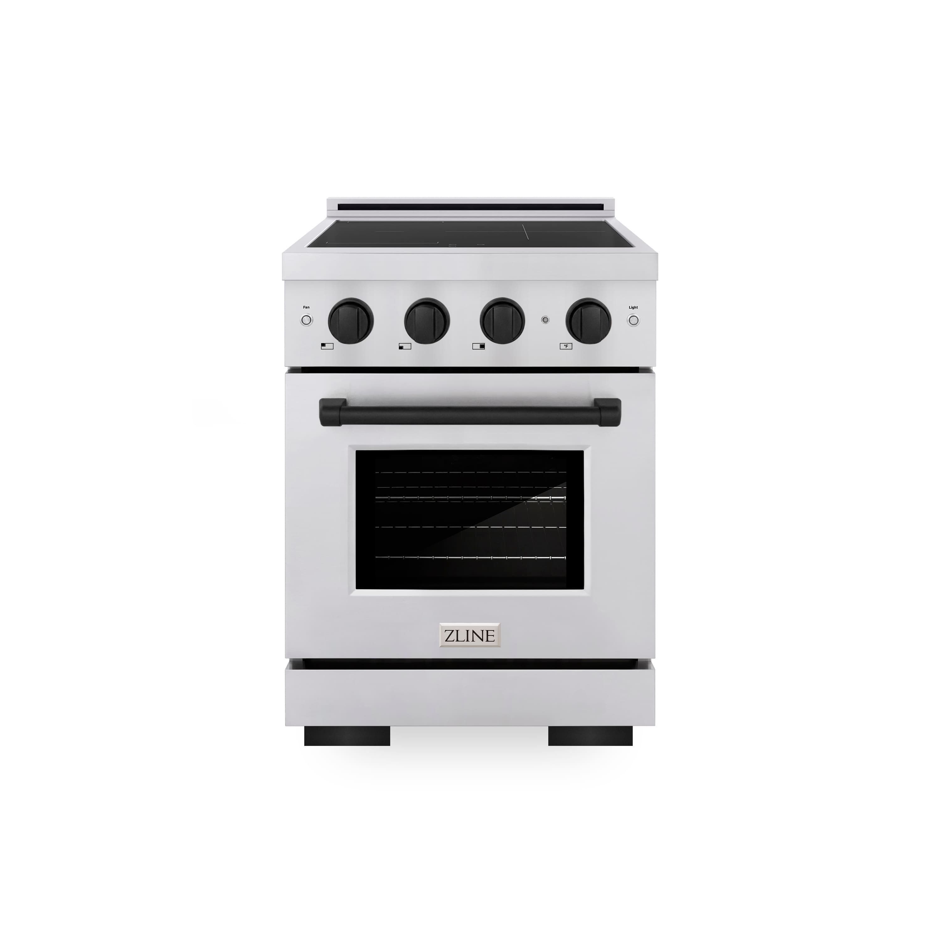 ZLINE - Autograph 24 in. 3.2 cu. ft. Paramount Freestanding Induction Range with 3 Burners and Electric Oven w/ Black Accents - Stainless Steel