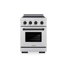 ZLINE - Autograph 24 in. 3.2 cu. ft. Paramount Freestanding Induction Range with 3 Burners and Electric Oven w/ Black Accents - Stainless Steel