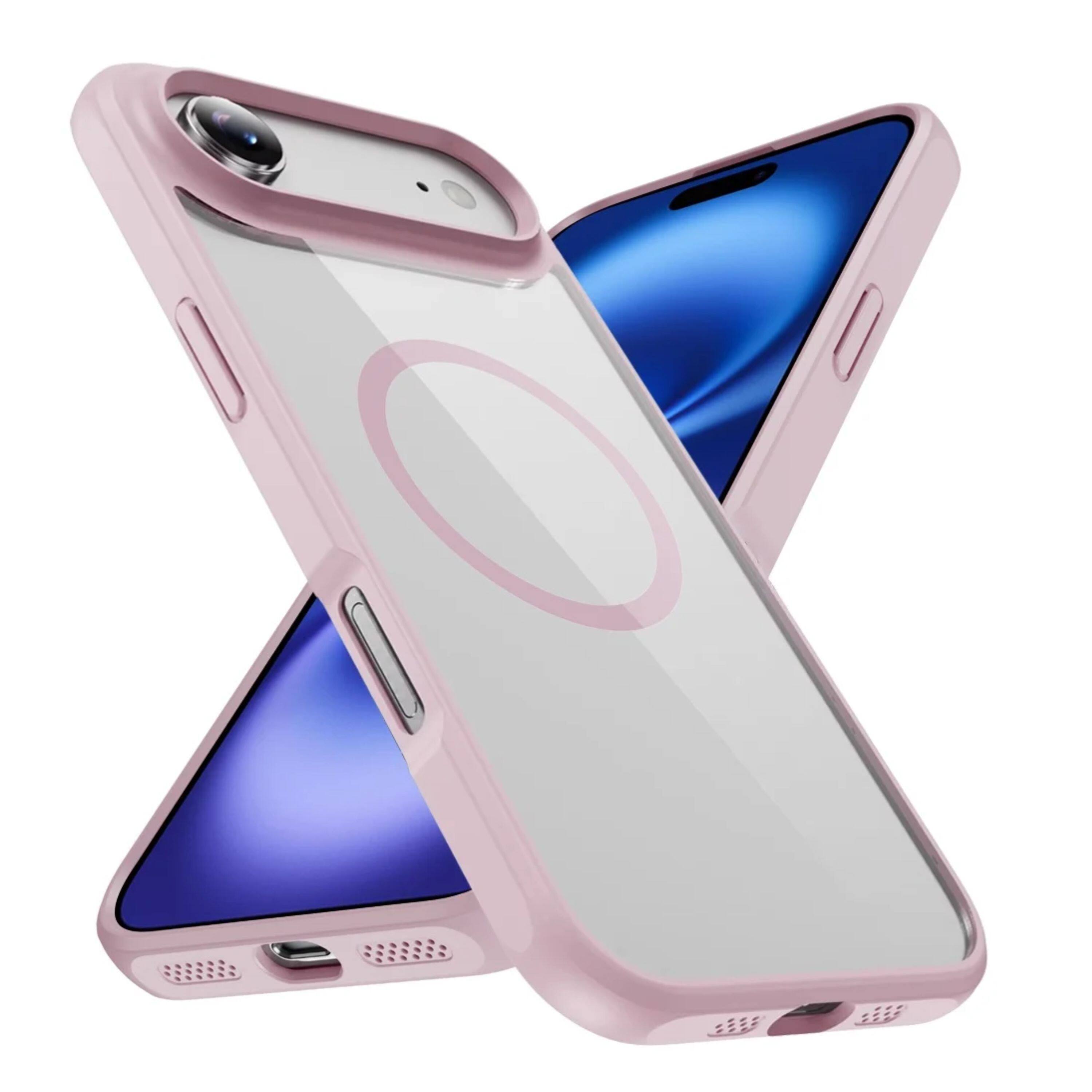 Left. Kitcheniva - Premium Magnetic Circle Shockproof Phone Case With Tempered Glass For iPhone Air Pink - Pink.