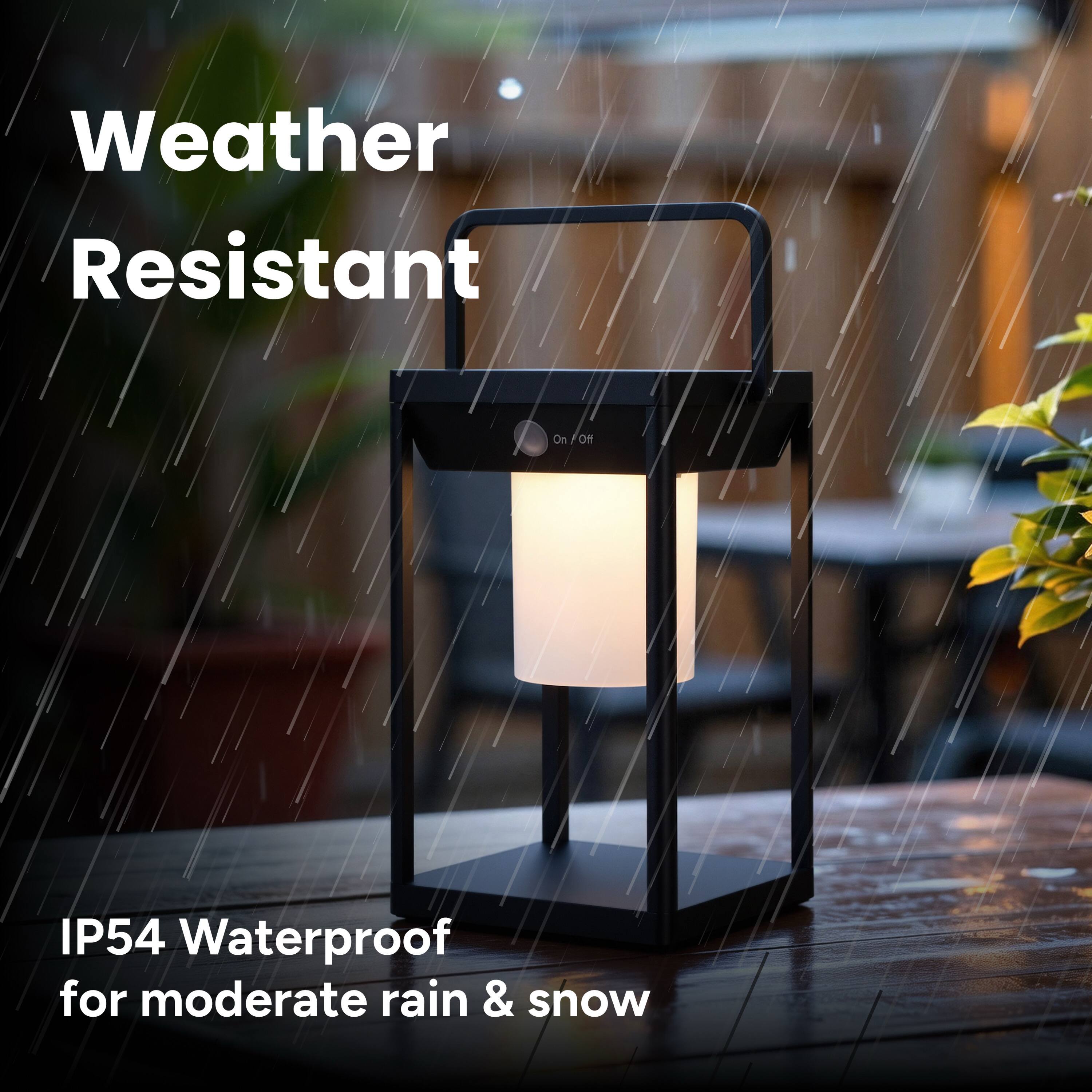 Weather Resistant  
On/Off  
IP54 Waterproof for moderate rain & snow