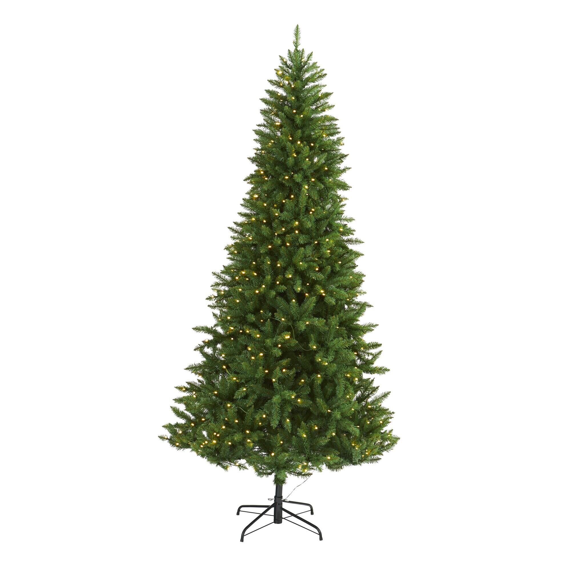 Front. BreeBe - 7.5’ Green Valley Fir Christmas Tree w/500 Clear LED Lights - Green.