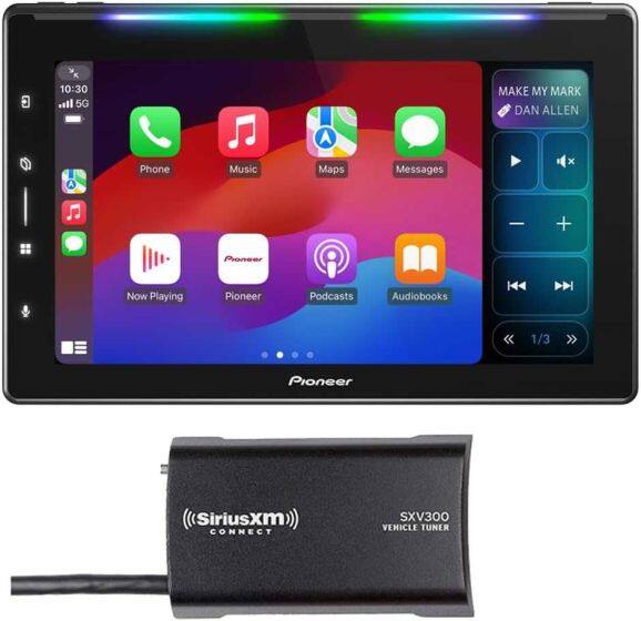 10:30  
5G  
MAKE MY MARK  
DAN ALLEN  

Phone  
Music  
Maps  
Messages  

Now Playing  
Pioneer  
Podcasts  
Audiobooks  

Pioneer  
SiriusXM CONNECT  
SXV300  
VEHICLE TUNER