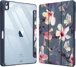 Fintie - Clear Case for iPad Air 11-inch (M4/M3/M2) & iPad Air 4th/5th Gen 10.9 inch | Hybrid Slim Shockproof Shell Cover - Blooming Hibiscus