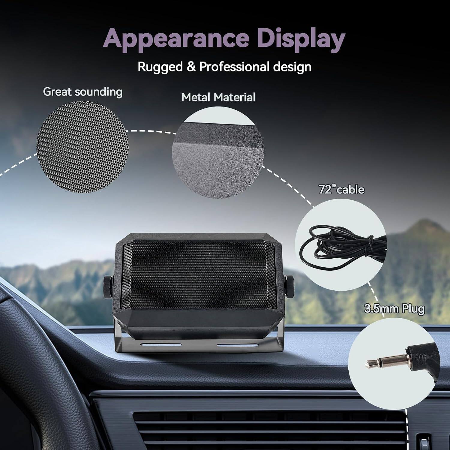 Appearance Display  
Rugged & Professional design  
Great sounding  
Metal Material  
72" cable  
3.5mm Plug