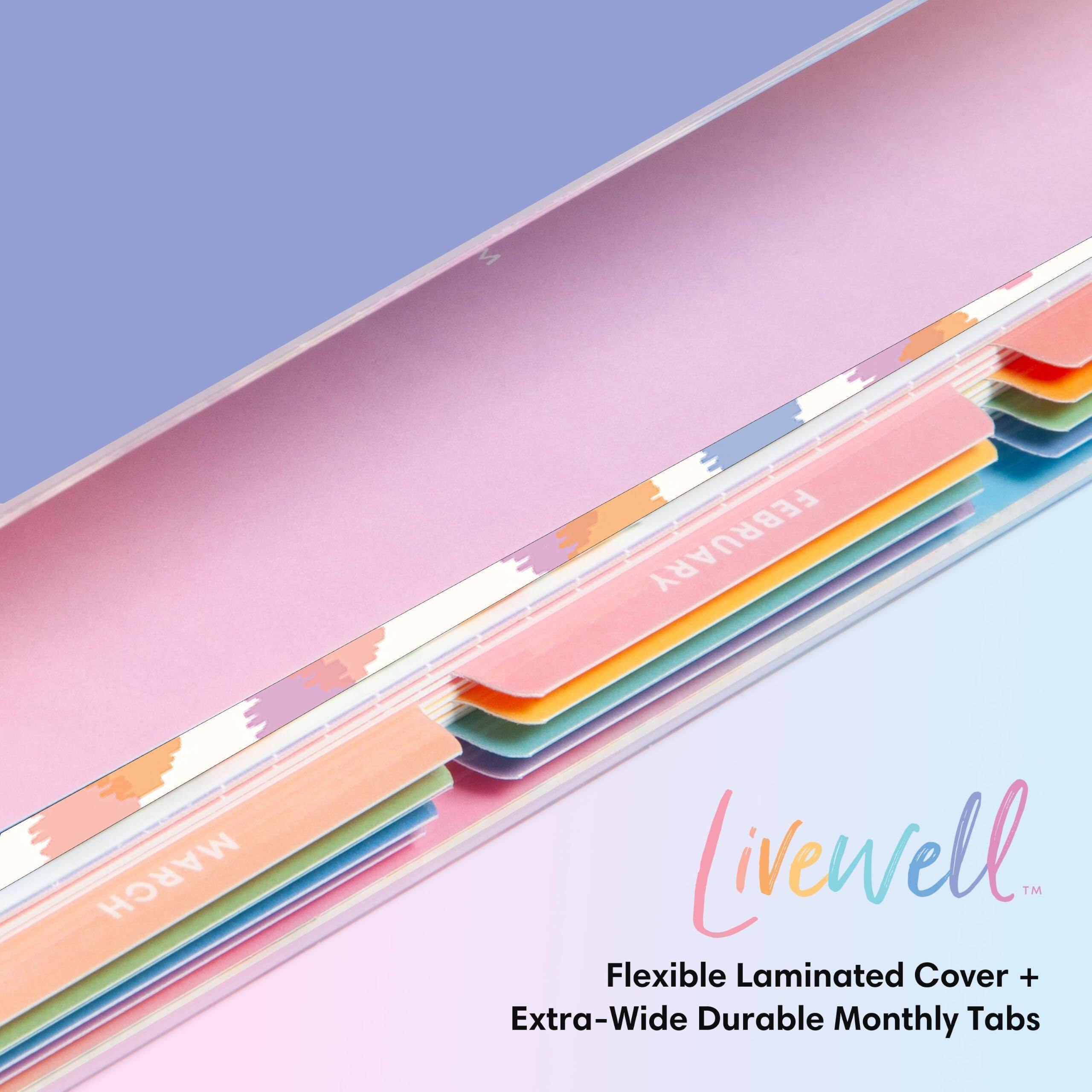 MARCH  
FEBRUARY  
L'ived' TM  
Flexible Laminated Cover + Extra-Wide Durable Monthly Tabs