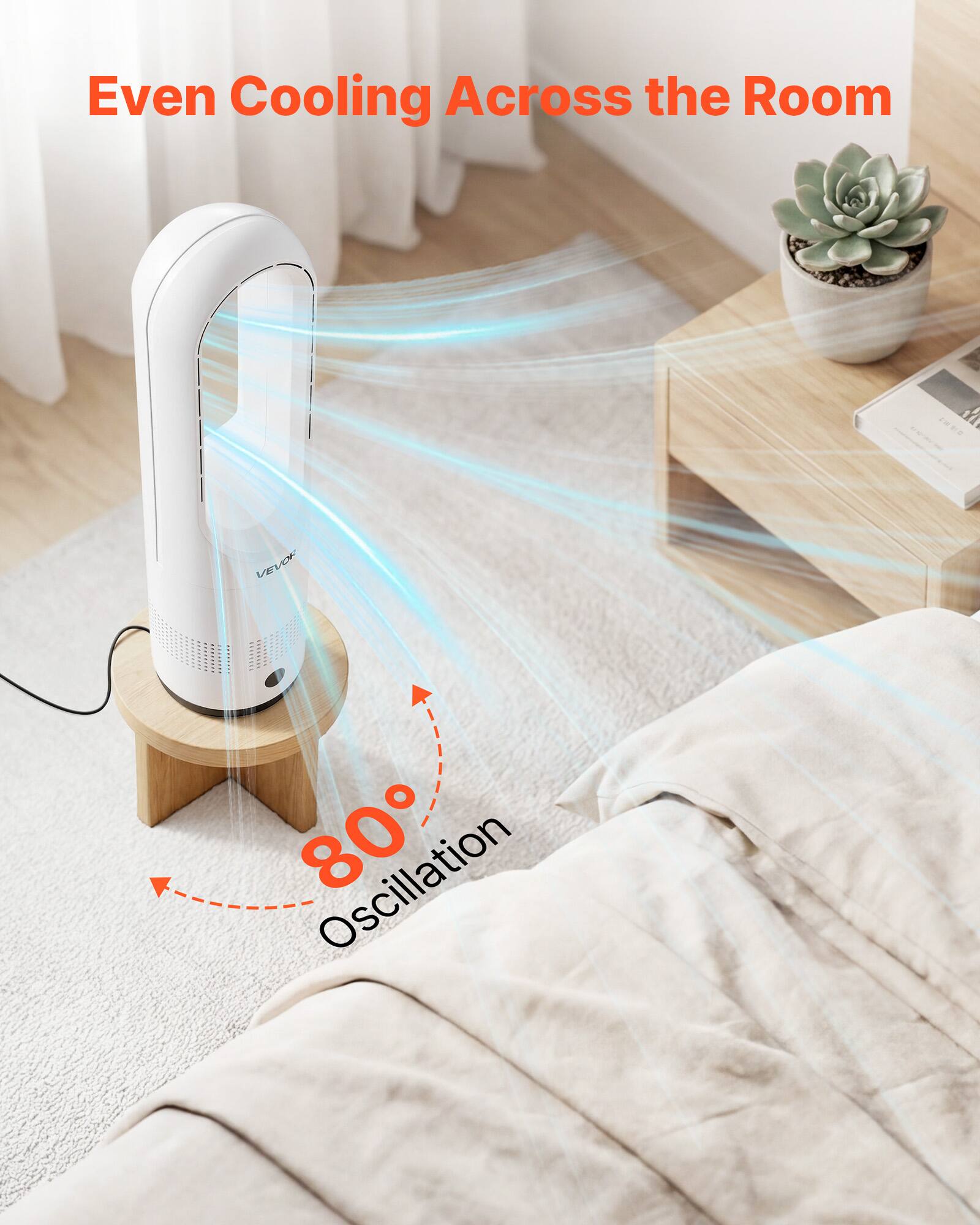Even Cooling Across the Room  
80° Oscillation