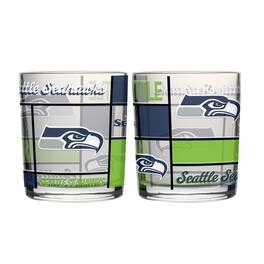 Logo Brands - Seattle Seahawks 12oz. Quilted Stained Two-Pack Rocks Glass Set - Multicolor