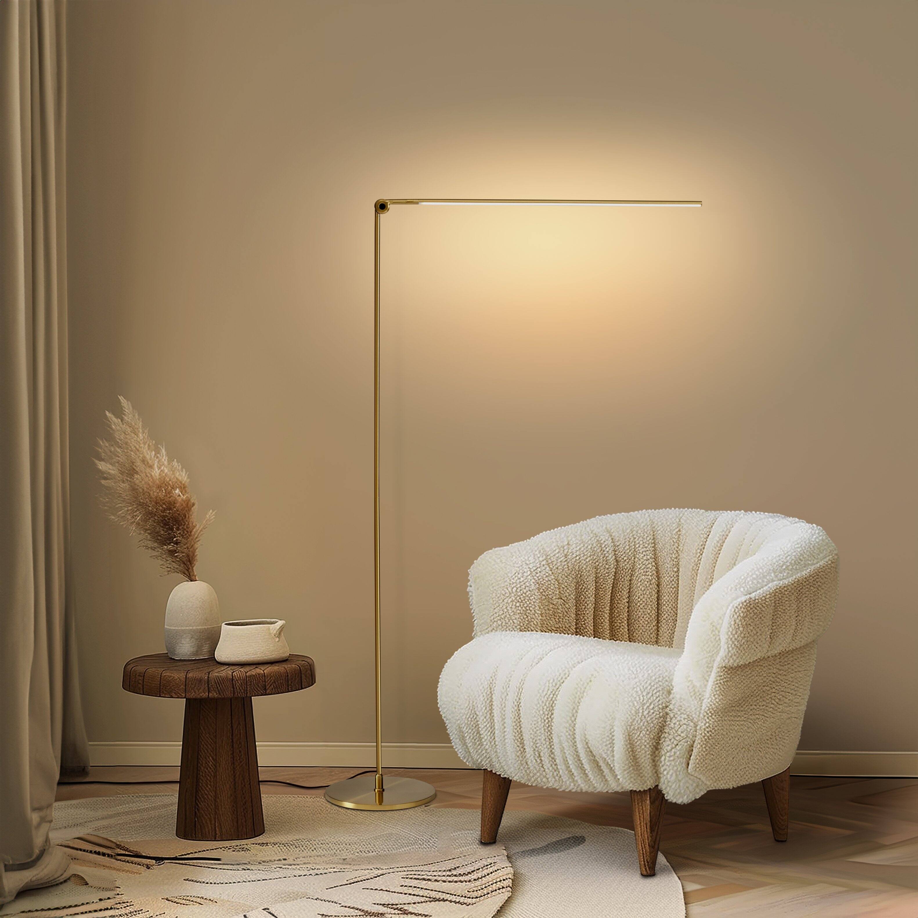 Alt View 8. Brightech - Libra LED Modern Industrial Arc Dimmable Super Bright Floor Lamp with Rotating Height-Adjustable Head - Antiqued Brass.