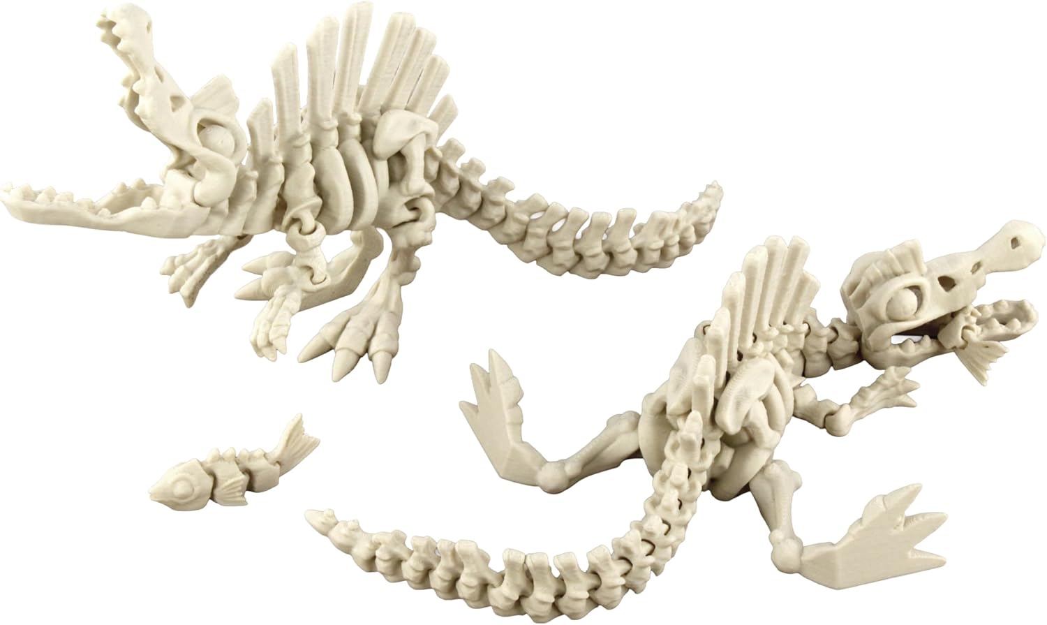 Alt View 5. JuzToys - 5PCS 3D Printed Dinosaur Skeletons T-Rex Triceratops Stegosaurus Velociraptor Spinosaurus Dragon Toys White by PowerTRC - White.
