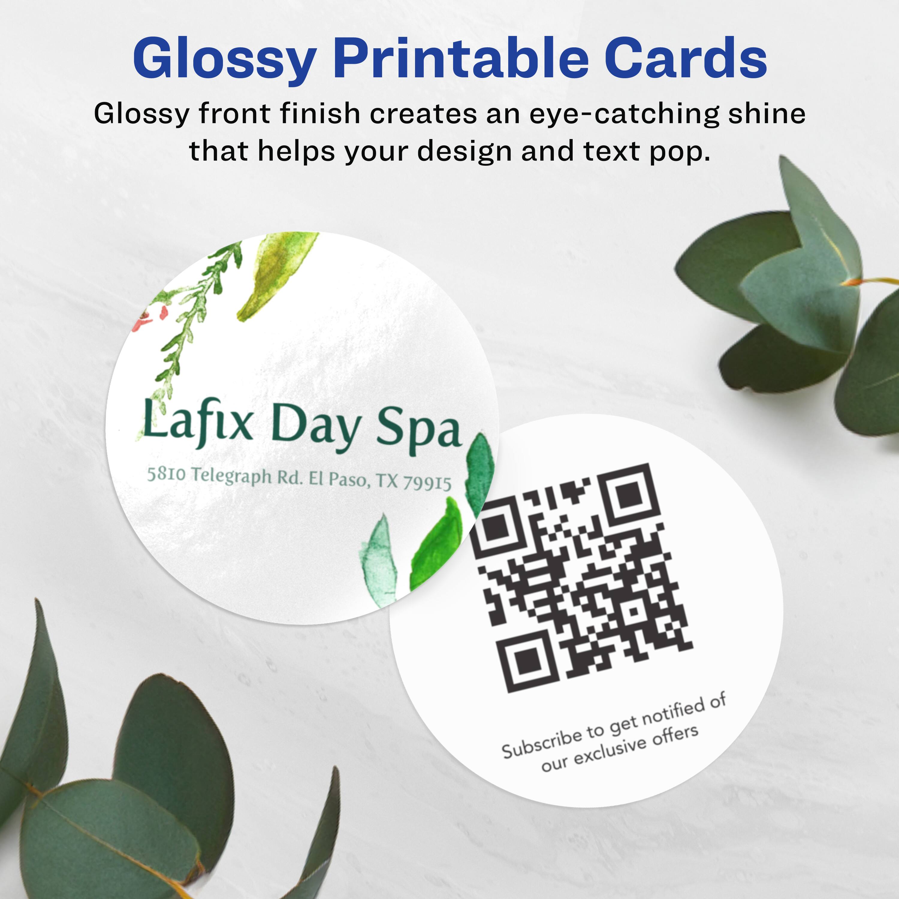 Glossy Printable Cards  
Glossy front finish creates an eye-catching shine that helps your design and text pop.

L'afix Day Spa  
5810 Telegraph Rd. El Paso, TX 79915

Subscribe to get notified of our exclusive offers