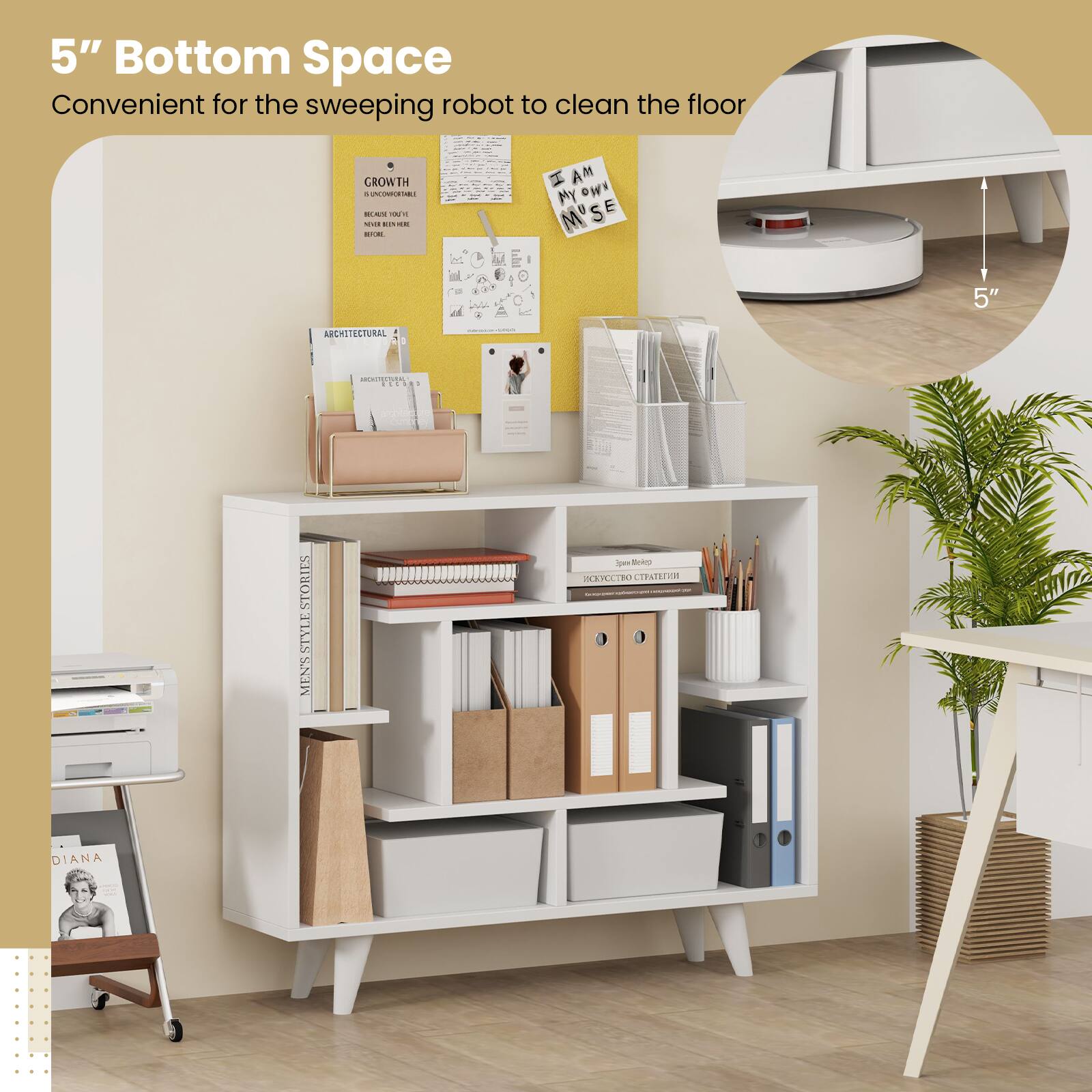 5" Bottom Space, Convenient for the sweeping robot to clean the floor, CROWTH, AM I MY oWi S E M, 5" ABCHITECTURAL, POS STHOIS STYLE MENS, pe Sritea DSVEEIRO, DIANA