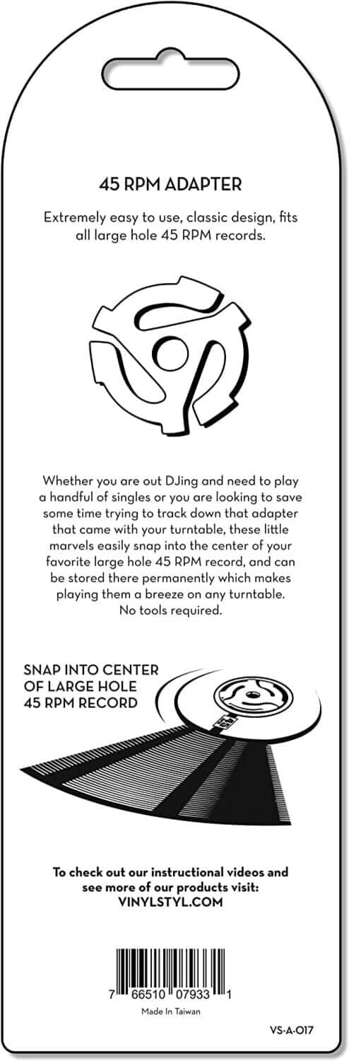 PopMarket - Vinyl Styl® VS-A-017 7 inch 45 RPM Vinyl Record Adapter - Snap In - 10 Pk (Orange/White) - VINYL ACCESSORIES - Multicolor