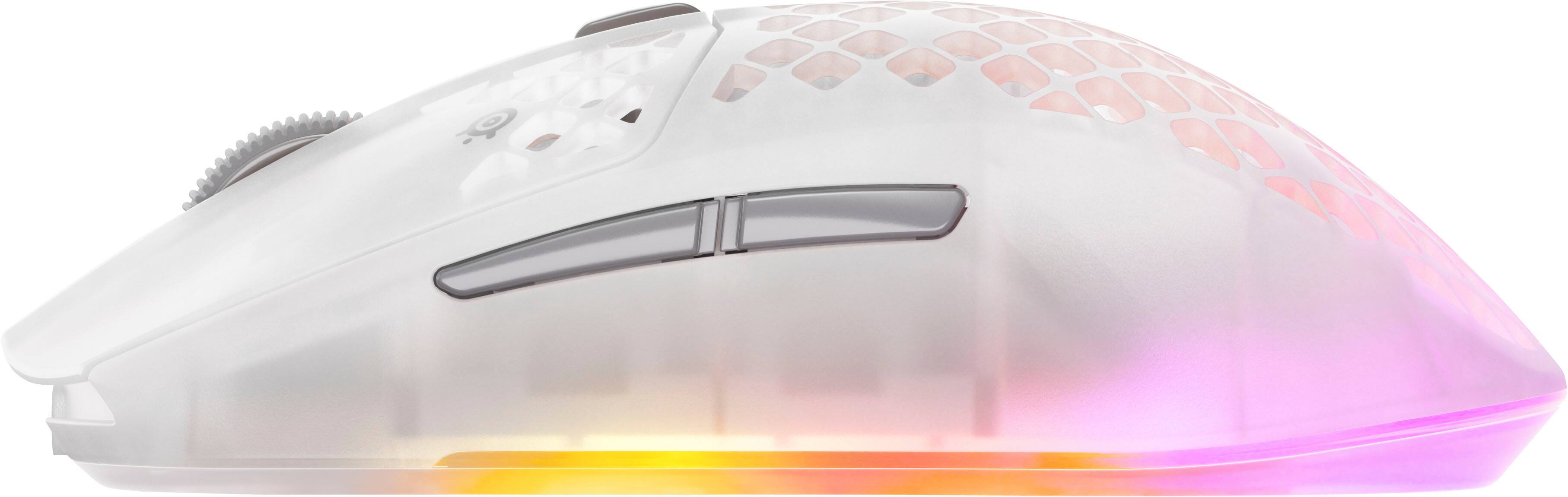 Alt View 9. SteelSeries - Aerox 3 Wireless Gen 2 RGB 26K Optical Gaming Mouse with AquaBarrier Protection - Dual 2.4GHz/Bluetooth for PC/Mac - Ghost.