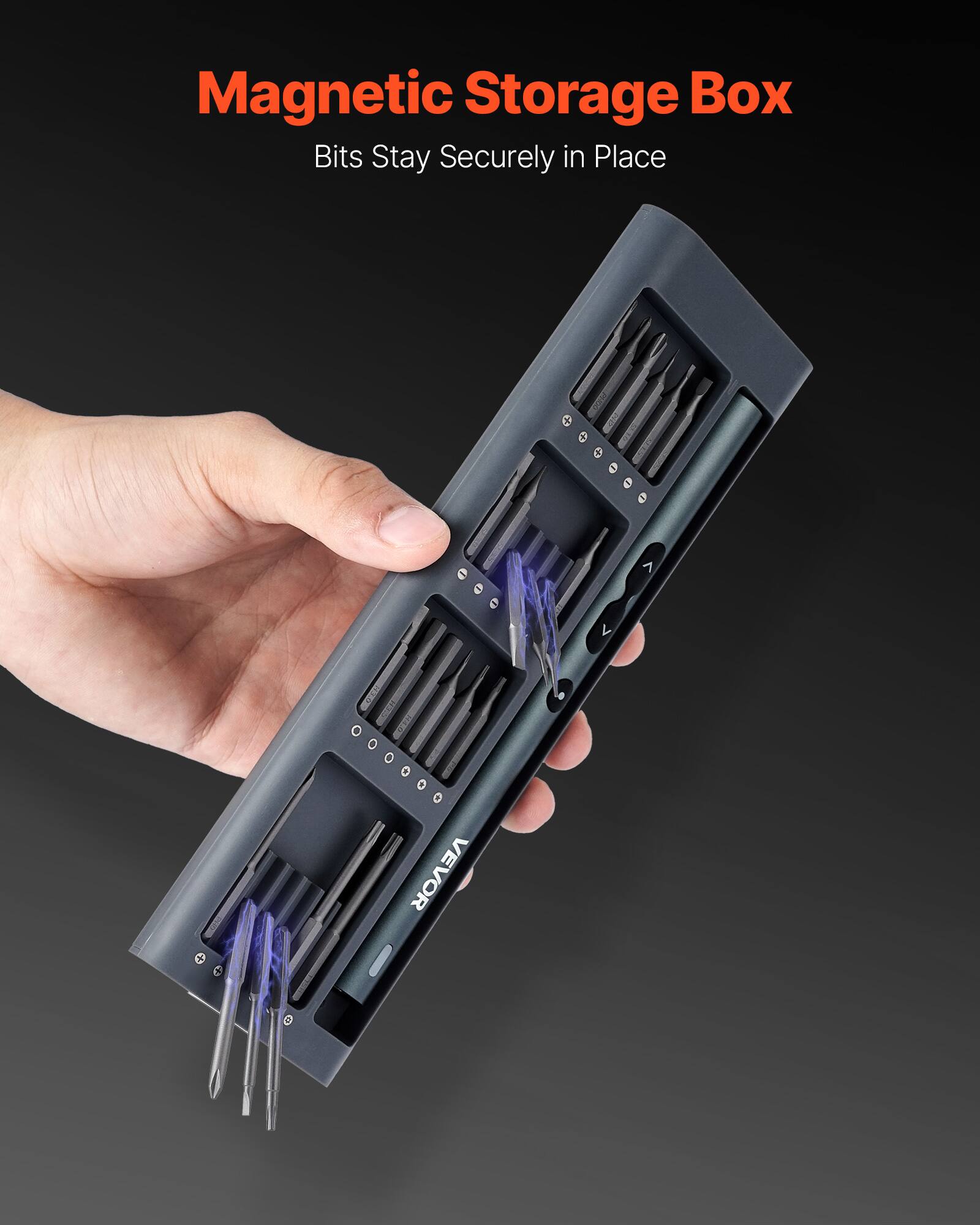 Magnetic Storage Box  
Bits Stay Securely in Place