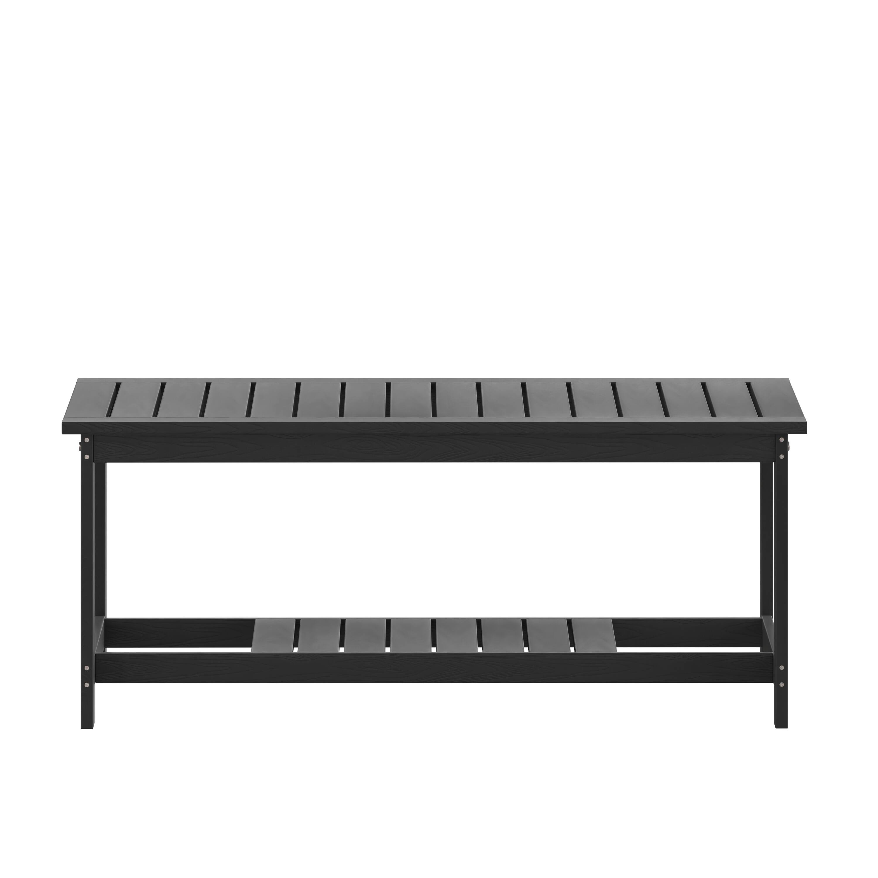 Alt View 8. Emma + Oliver - Hammond All-Weather Polyresin Two Tiered Adirondack Style Coffee Table with Slatted Top - Black.