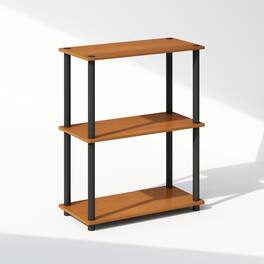 Furinno - Turn-N-Tube 3-Tier Multipurpose Compact Display Rack, Shelving Unit, Bookcase - Light Cherry/Black