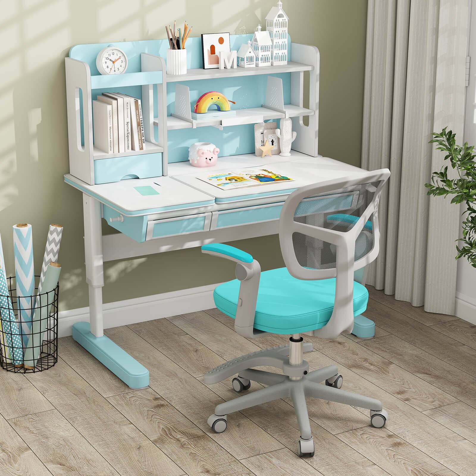 Alt View 4. Costway - Costway Kids Desk Chair Children Study Chair with Adjustable Height, Armrest & Footrest - Green.