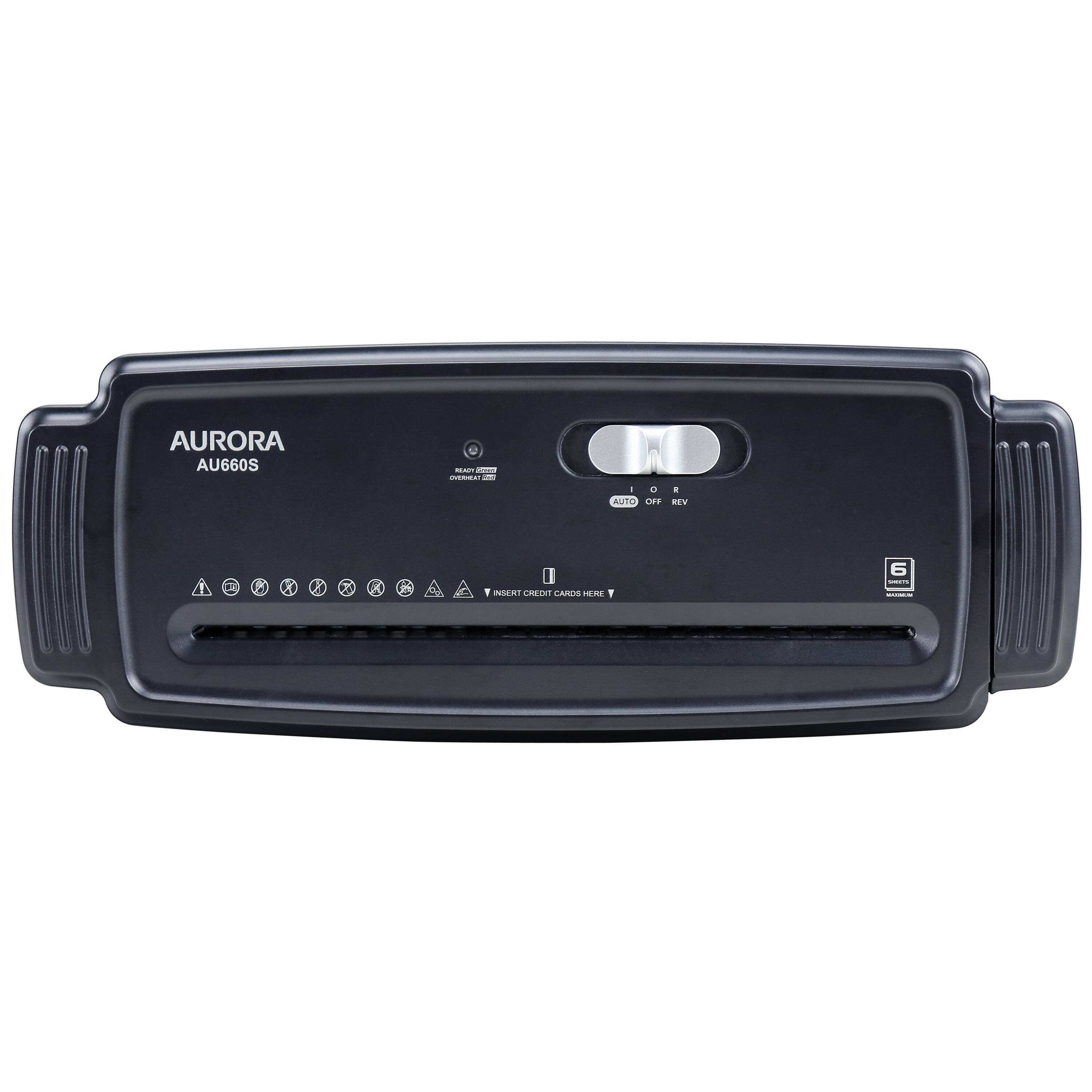 Aurora AU660S 6 Sheet Stripcut Paper/Credit Card Shredder Without