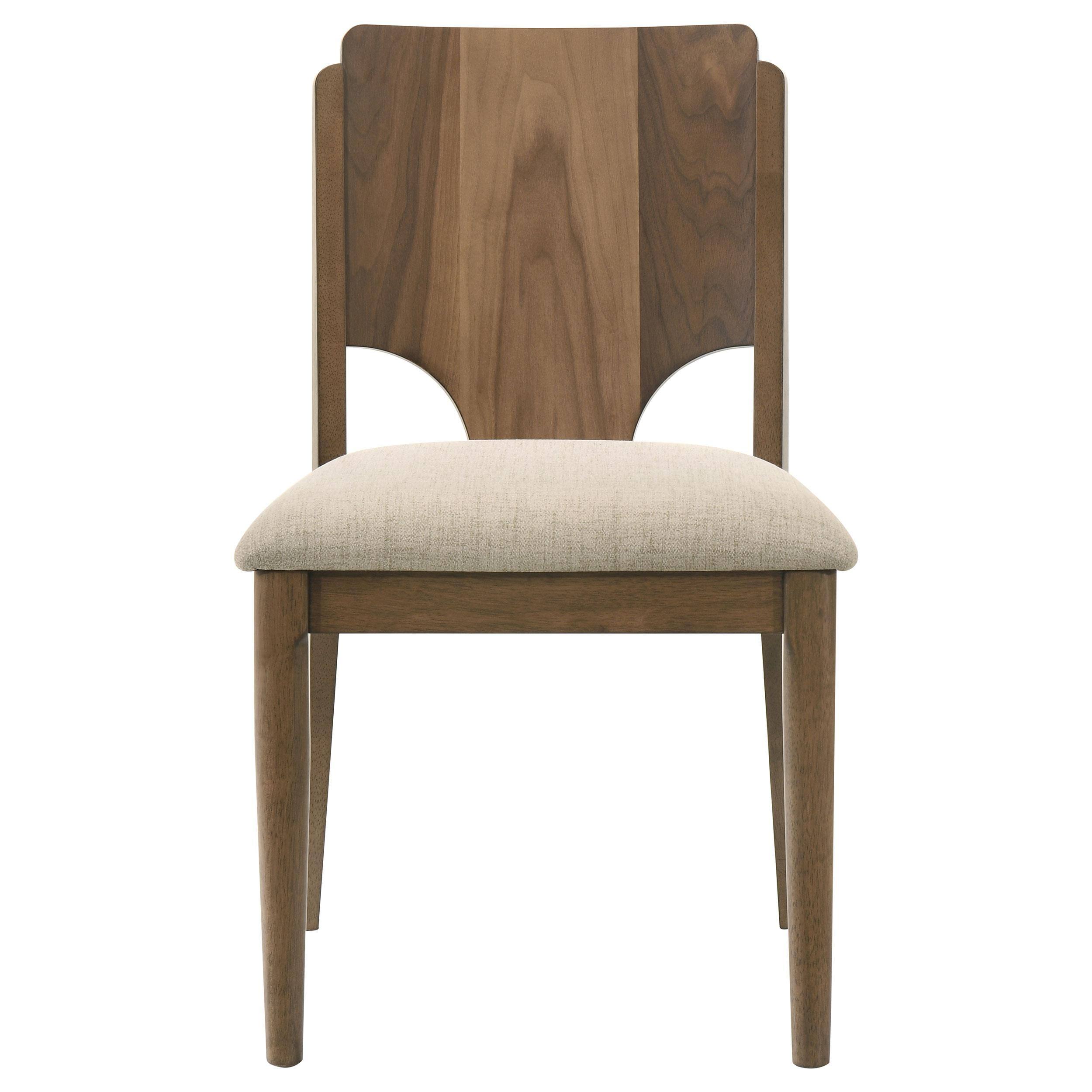 Alt View 1. Manhattan Lane - Billie Dining Chair Set of 2, Beige Fabric Seat, Brown Hardwood Frame - Brown, Beige.