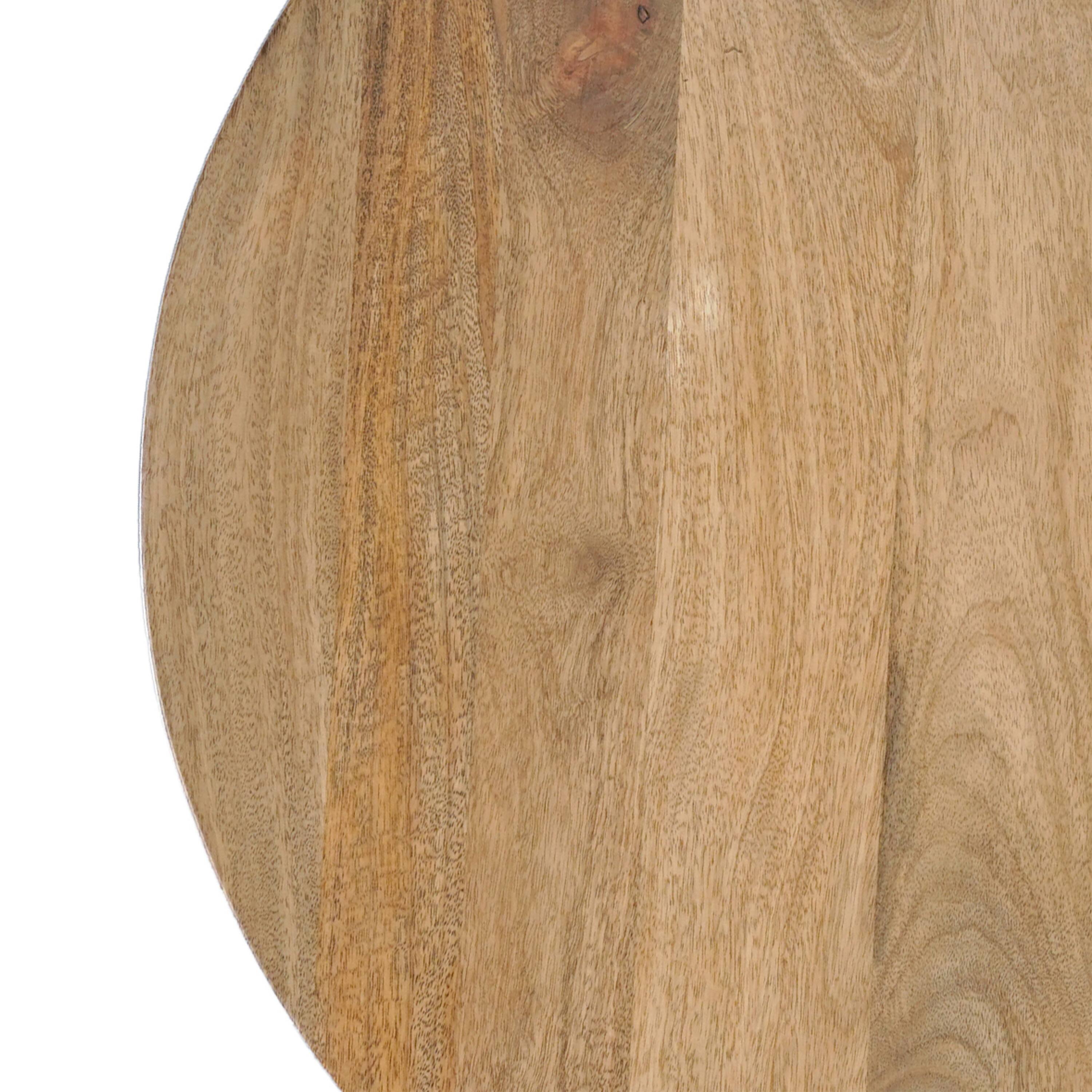 Alt View 4. Manhattan Lane - Vega 30 inch Round Mango Wood Coffee Table - Handcrafted Natural Brown, Sturdy 3-Leg Sled Base - Brown.