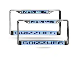 Rico Industries - Memphis Grizzlies NBA Chrome Metal Laser License Plate Frame - Set of 2 Frames - Multi