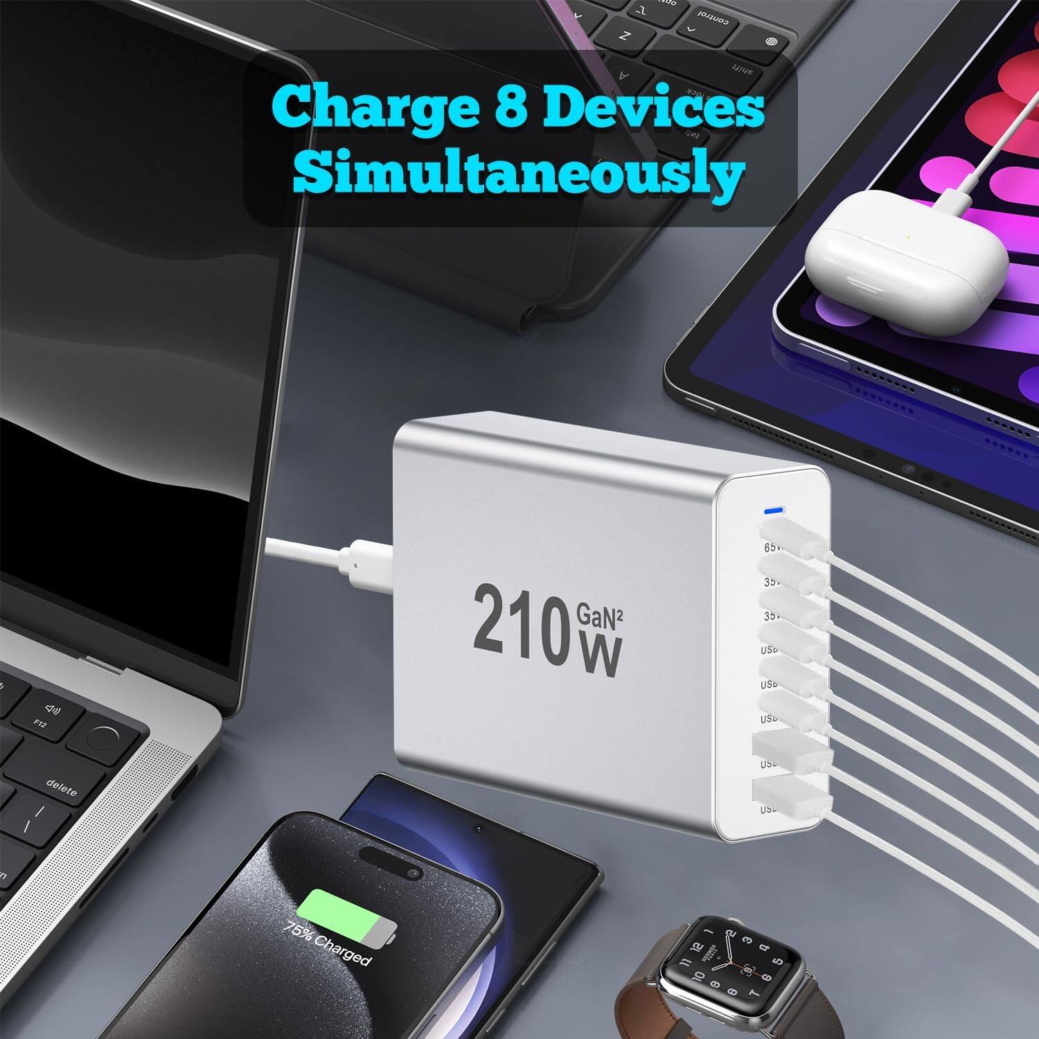 Charge 8 Devices Simultaneously

210W GaN2

65W
39W
30W
USB-C
USB-C
USB-C
USB-C
USB-C