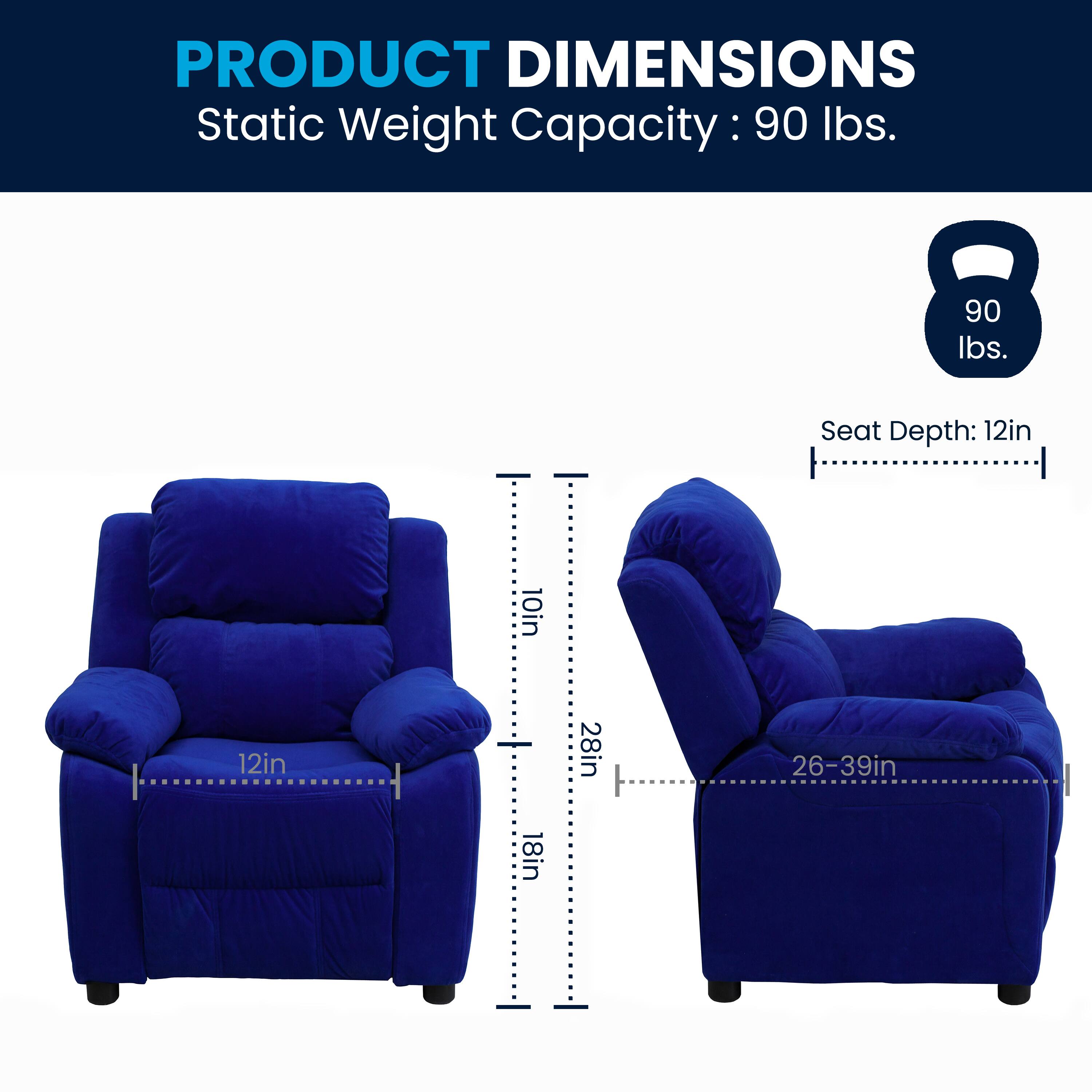 PRODUCT DIMENSIONS  
Static Weight Capacity: 90 lbs.  
Seat Depth: 12in